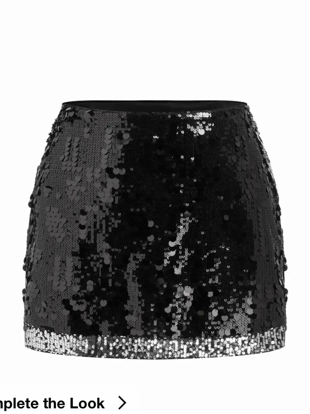 Cider Black Sequin Mini Skirt with Silver Hem